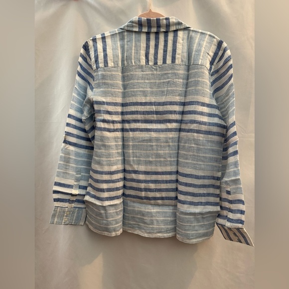 Untuckit Vietti Long Sleeve Button Down Shirt Blue & White - Picture 2 of 11